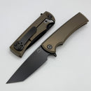Chaves Knives Street Liberation Flipper Bronze Titanium Integral Handle & PVD Chisel Tanto M390