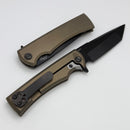 Chaves Knives Street Liberation Flipper Bronze Titanium Integral Handle & PVD Chisel Tanto M390