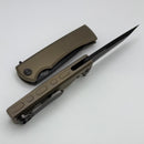 Chaves Knives Street Liberation Flipper Bronze Titanium Integral Handle & PVD Chisel Tanto M390
