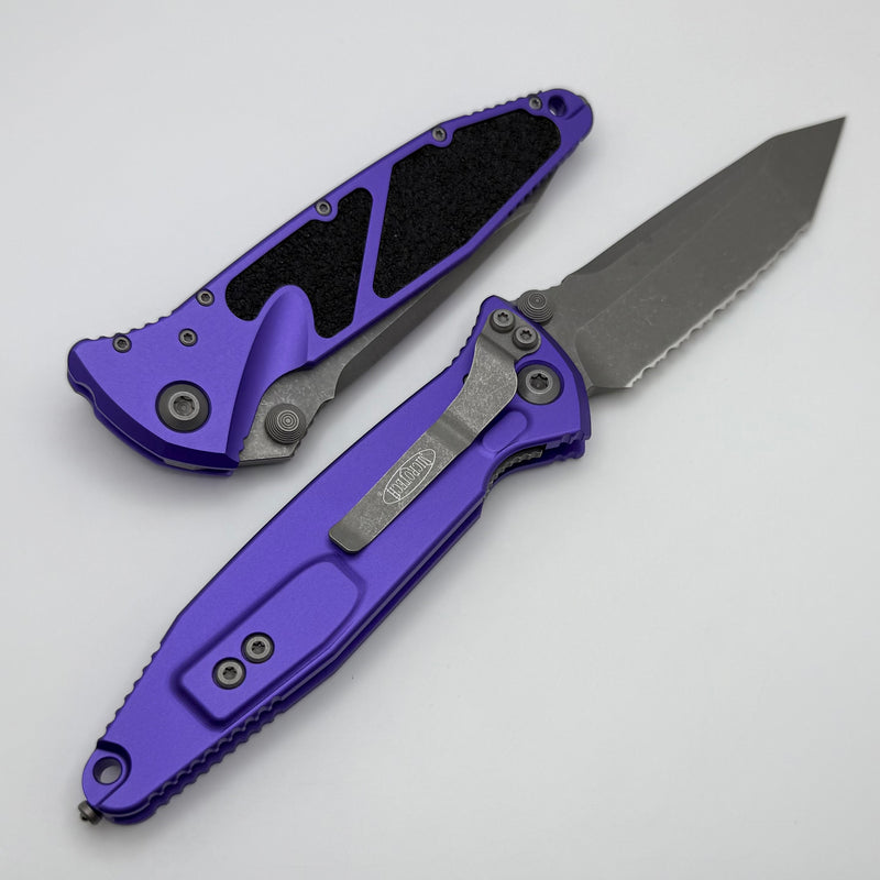 Microtech Socom Elite Manual Tanto Full Serrated Apocalyptic w/ Purple Handle 161-12APPU