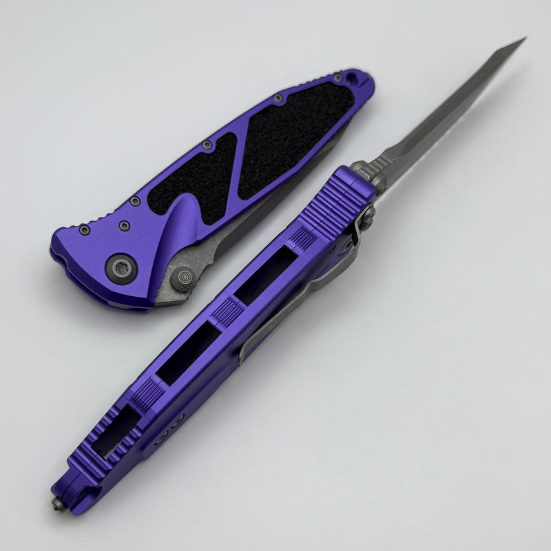 Microtech Socom Elite Manual Tanto Full Serrated Apocalyptic w/ Purple Handle 161-12APPU