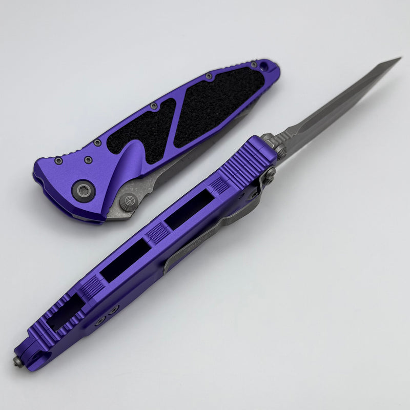 Microtech Socom Elite Manual Tanto Apocalyptic Partial Serrated & Purple Handles 161-11APPU