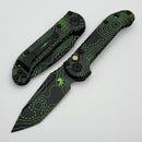 Microtech Knives LUDT Gen III Smooth Handle Topographic Black/Parakeet Green Tanto 1136S-1TPBKPGCS