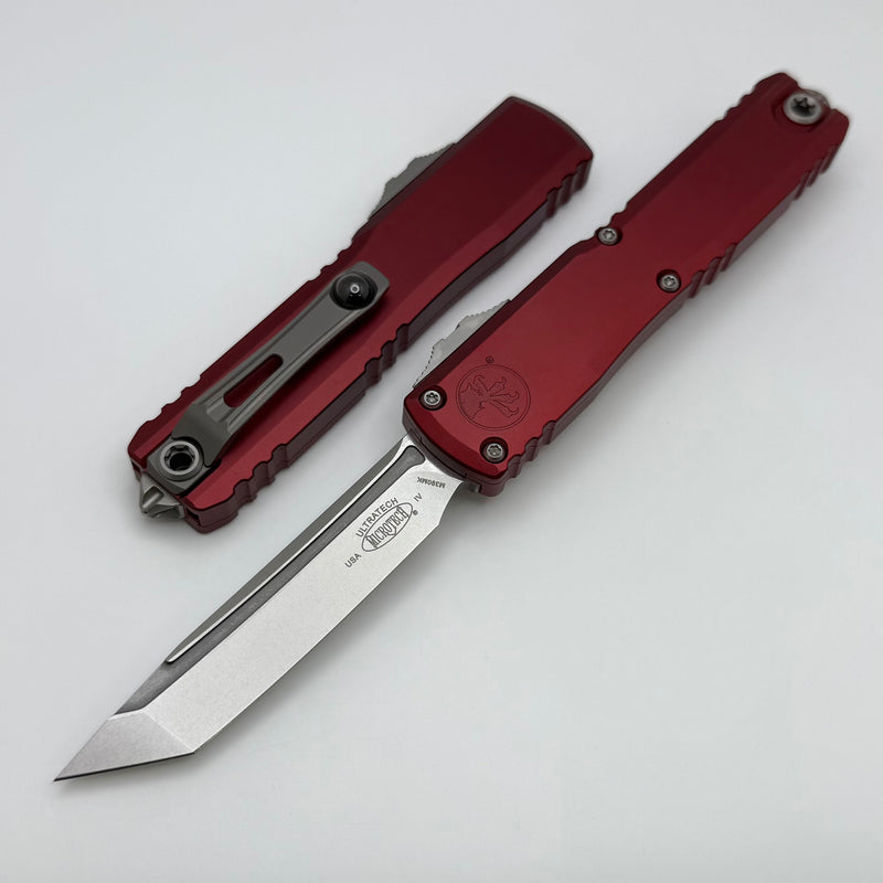 Microtech Ultratech Gen IV T/E Stonewash Standard w/ Merlot Handle 11234-10MR