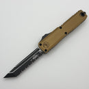 Microtech UTX-70 Gen IV w/ Tan Handle & Black T/E Full Serrated M390MK 11494-3TA