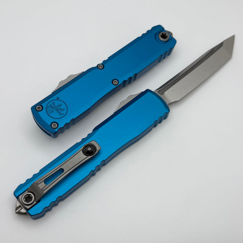 Microtech Ultratech Gen IV T/E Stonewash Standard w/ Blue Handle 11234-10BL