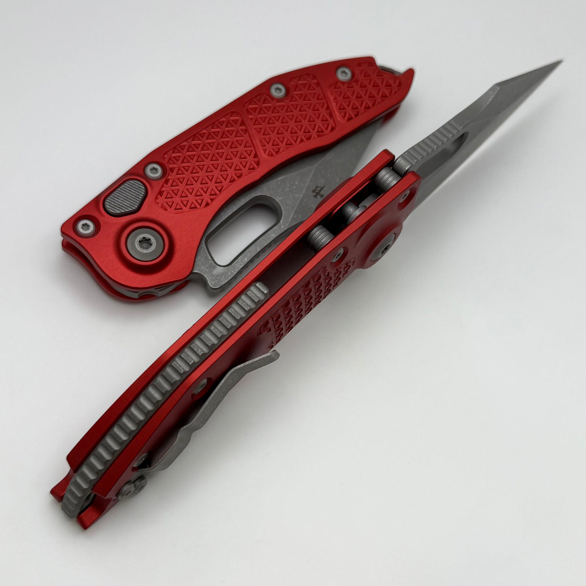 Microtech Borka Stitch Auto w/ Red Handles & Apocalyptic M390 169-10AP