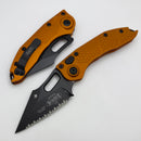 Microtech Borka Stitch Orange Tangerine Handles w/ Black Full Serrated M390 169-3OT