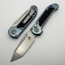 Microtech Marfione Select LUDT Gen III Ice Blue Textured Inlaid Titanium Handles w/ Blue Accents & Stonewash Tanto 1136-10MS12
