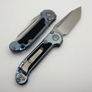 Microtech Marfione Select LUDT Gen III Ice Blue Textured Inlaid Titanium Handles w/ Blue Accents & Stonewash Tanto 1136-10MS12