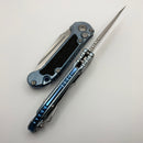 Microtech Marfione Select LUDT Gen III Ice Blue Textured Inlaid Titanium Handles w/ Blue Accents & Stonewash Tanto 1136-10MS12