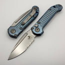 Microtech Marfione Select LUDT Gen III Ice Blue Frag Titanium Handles w/ Blue Accents & Stonewash Serrated S/E 1135-11FRMS6