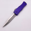 PRE OWNED Microtech Knives Mini Hera Stonewash Double Edge M390MK w/ Purple Handle 1702M-10PU