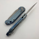 Microtech Marfione Select LUDT Gen III Ice Blue Frag Titanium Handles w/ Blue Accents & Stonewash Serrated S/E 1135-11FRMS6