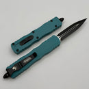 Microtech Dirac Double Edge Black & Cyan Handles 225-1CN