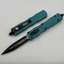 Microtech Dirac Double Edge Black & Cyan Handles 225-1CN