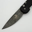 Pre-Owned Microtech UDT Vintage Raindrop Damascus w/ Black Aluminum Handle