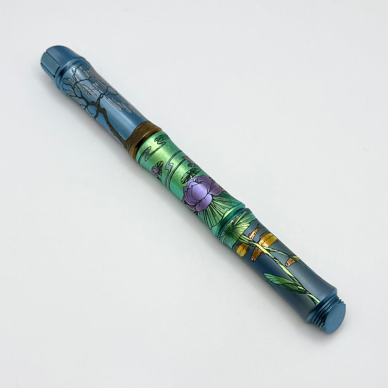 Dmitry Streltsov Bamboo Titanium Lillies Motif Pen