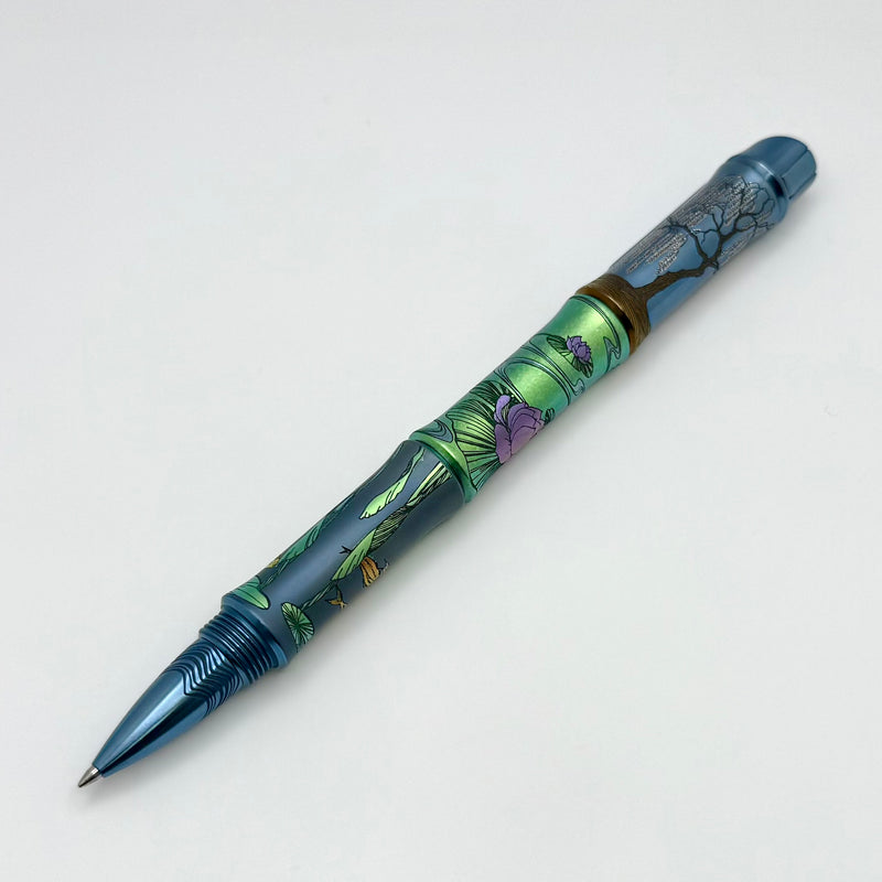 Dmitry Streltsov Bamboo Titanium Lillies Motif Pen