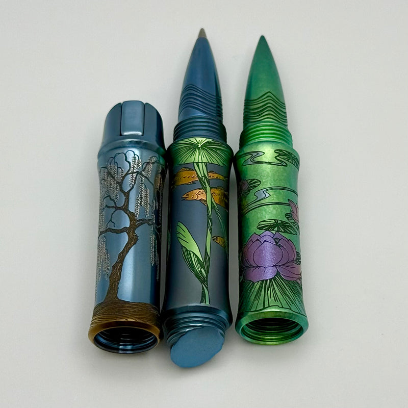 Dmitry Streltsov Bamboo Titanium Lillies Motif Pen