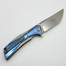 Poikilo Blade Anolis Special Run Blue Crystal Ti Handles w/ ZircuTi Accents & Pearlescent Stonewash M398