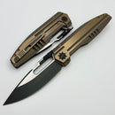 We Knife Reveille Bronze Titanium Handle and Black Stonewashed w/ Satin flats M390 Blade WE23057-1