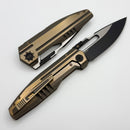 We Knife Reveille Bronze Titanium Handle and Black Stonewashed w/ Satin flats M390 Blade WE23057-1