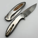 Pro-Tech Cambria Custom Manual 17-4 Steel Handles w/ Maple Burl Inlay & Compound Polished 154CM Custom 001