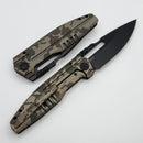 We Knife Reveille Desert Terrain Titanium Handle and Black Stonewashed and Black Brushed flats M390 Blade WE23057-3