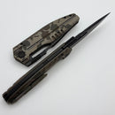 We Knife Reveille Desert Terrain Titanium Handle and Black Stonewashed and Black Brushed flats M390 Blade WE23057-3