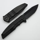 We Knife Breach Black Titanium Handle and Black Stonewashed Bevels w/ Black Brushed flats M390 Blade WE25077-2