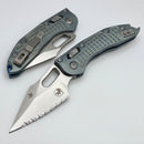 Microtech Marfione Select Manual Stitch RAM LOK Ice Blue Titanium Frag Handles & Full Serrated Stonewash M390MK w/ Double Vapor Blast/Blue Accents 169RL-12FRMS6