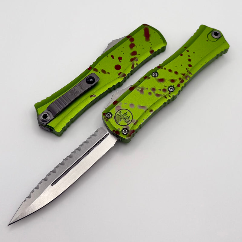 Microtech Knives Mini Hera Zombie Tech Stonewash D/E Full Serrated M390MK 1702M-12Z