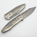 We Knife Flight Line Polished Bead Blasted Titanium Handle and Hand Rubbed Satin M390 Blade WE23089-3