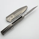 We Knife Flight Line Polished Bead Blasted Titanium Handle and Hand Rubbed Satin M390 Blade WE23089-3