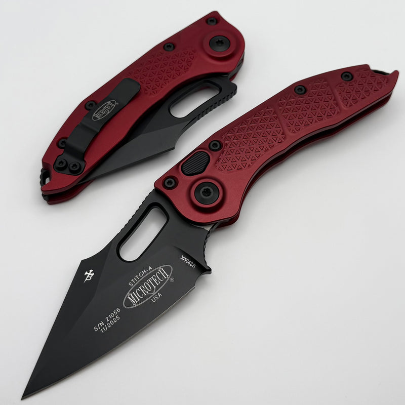 Microtech Borka Stitch Merlot Handles & Black Standard 169-1MR