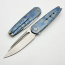 We Knife Hull Blue Terrain Titanium Handle w/ Hand Polished Satin M390 Blade WE24046-3