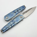 We Knife Hull Blue Terrain Titanium Handle w/ Hand Polished Satin M390 Blade WE24046-3