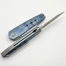 We Knife Hull Blue Terrain Titanium Handle w/ Hand Polished Satin M390 Blade WE24046-3