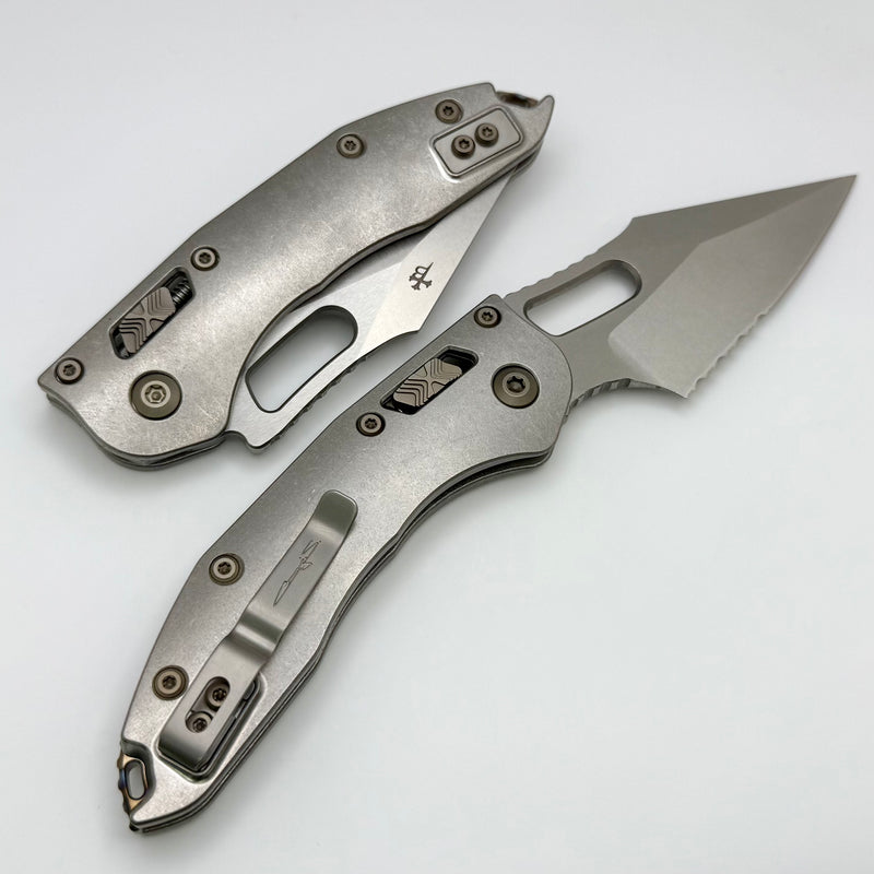 Microtech Marfione Select Manual Stitch RAM LOK Titanium Handles & Part Serrated Stonewash M390MK w/ Double Vapor Blast & Flamed Accents 169RL-11MS4