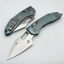 Microtech Marfione Select Manual Stitch RAM LOK Ice Blue Frag Titanium Handles & Stonewash M390MK w/ Double Vapor Blast & Blue Accents 169RL-10FRMS6