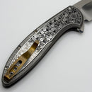 Pro-Tech Cambria Custom Manual 17-4 Steel Hand Engraved Handles w/ Compound Polished 154CM Ultimate Custom 003