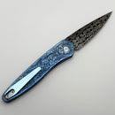 Pro-Tech Newport Blue Ti Hand Engraved Handles w/ Mother of Pearl Button & Black Lip Pearl Inlay w/ Vegas Forge Damascus 2025 Ultimate Custom