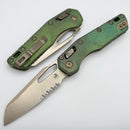 Microtech Marfione Select MSI RAM LOK Antique Green Titanium Handles w/ Double Vapor Blast/Bronze Accents & Part Serrated Bronzed M390MK 210-14MS1