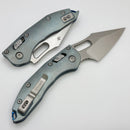 Microtech Marfione Select Manual Stitch RAM LOK Ice Blue Titanium Handles & Stonewash M390MK w/ Double Vapor Blast/Blue Accents 169RL-10MS6