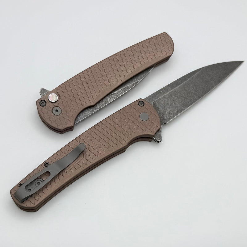 Pro-Tech Malibu FDE Dragon Scale Black Handle w/ Acid Washed MagnaCut Wharncliffe 5336-LTD AW FDE