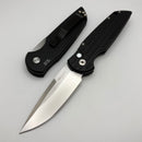 Pro-Tech TR-3 Black Grooved Handle w/ White Pearl Button & Satin 154CM SHOT26.TR3.2