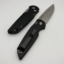 Pro-Tech TR-3 Black Grooved Handle w/ White Pearl Button & Satin 154CM SHOT26.TR3.2