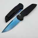Pro-Tech TR-3 Black Grooved Handle w/ Abalone Button & Sapphire Blue MagnaCut TR-3 SB MC