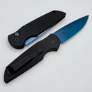Pro-Tech TR-3 Black Grooved Handle w/ Abalone Button & Sapphire Blue MagnaCut TR-3 SB MC